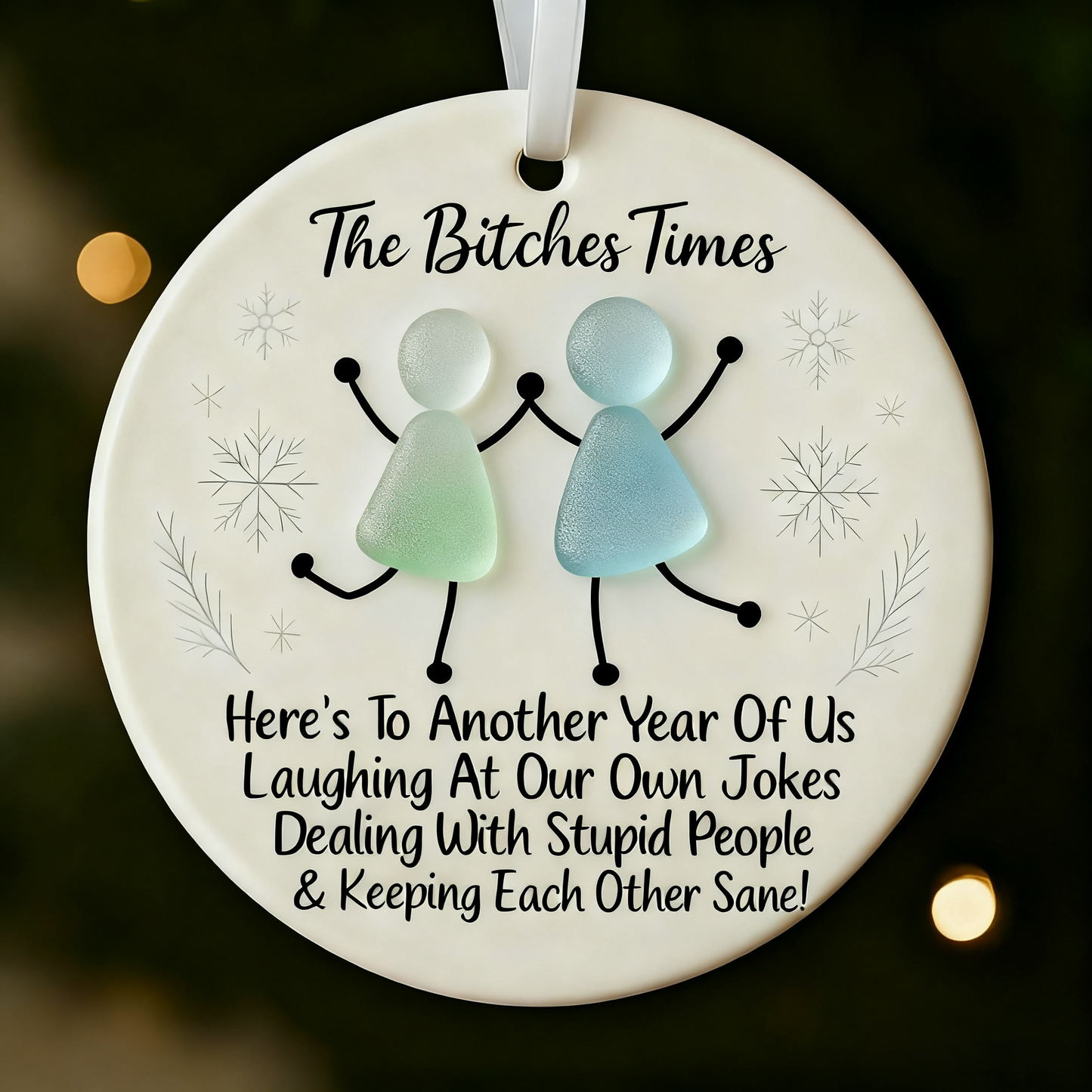 Funny Friendship Sea Glass Keepsake Ornament🎁
