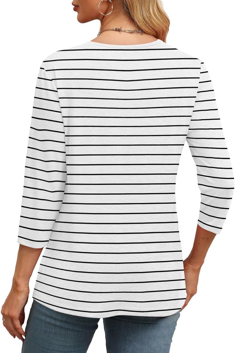 NEW🔥 Women's V Neck 3/4 Long Sleeve Loose Fit Tops