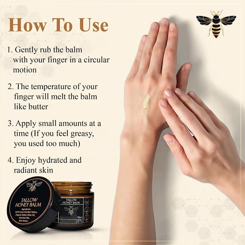 🔥🍊Terra Lotus Organic Grass-Fed Beef Tallow Balm with Raw Honey