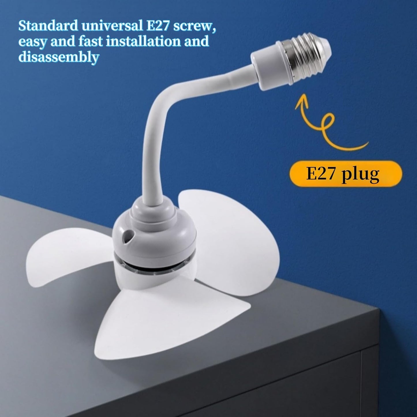 Socket Fan Kit with Plug Adapter – Mini Quiet Electric Fan with Flexible Gooseneck Plug