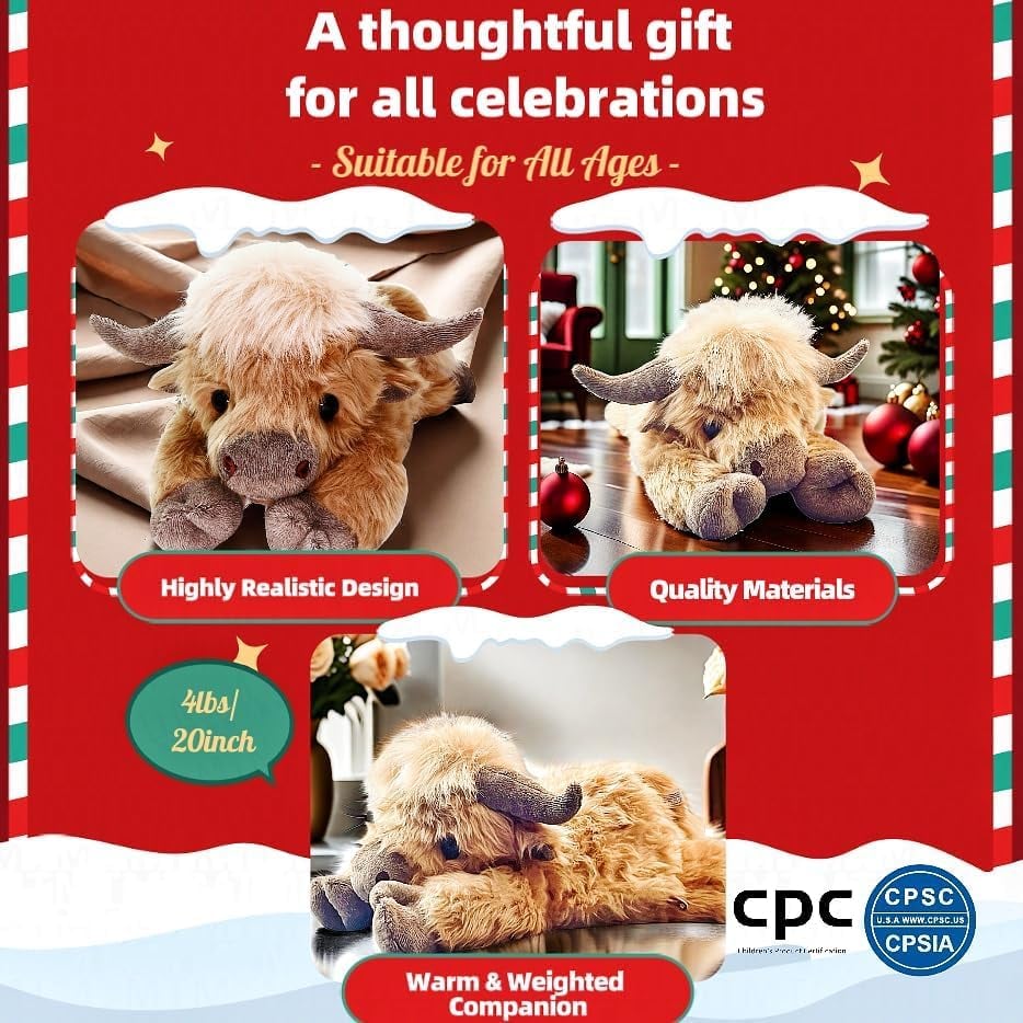 š„LAST DAY 49% OFF -šCute Cartoon Highland Cow Cuddly Toy