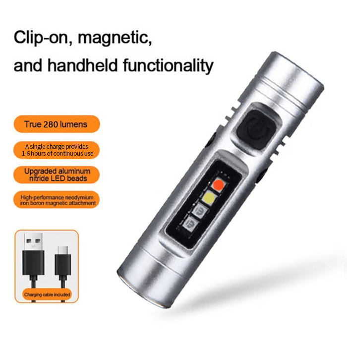 š¦Pocket Rechargeable EDC Flashlight: Mini Keychain Light with Fire Starter & Window Breaker