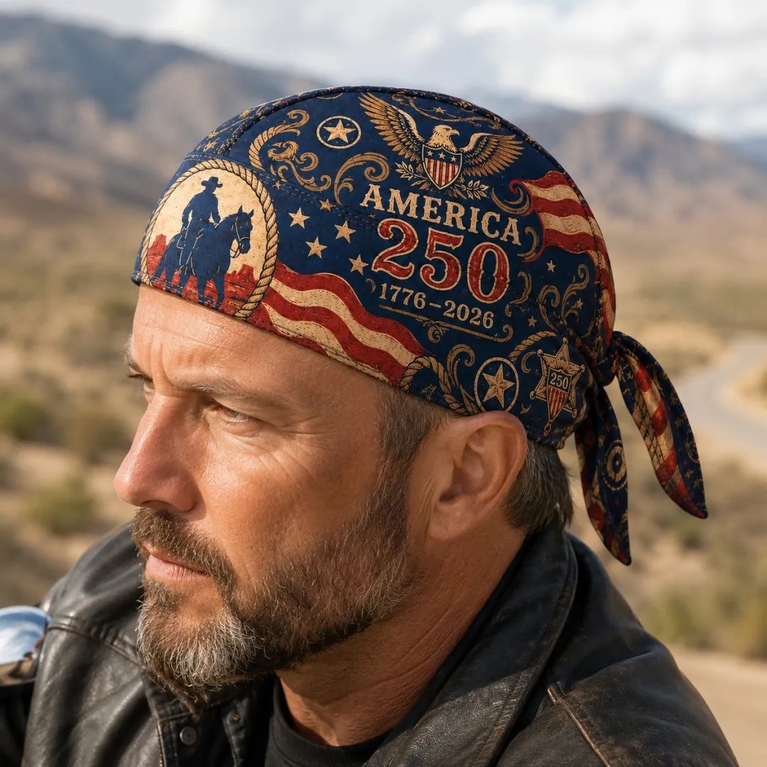 š„LIMITED AMERICA 250 DESIGN ā Cycling Pirate Hat / Biker Headwrap (Adjustable tie-back fit)