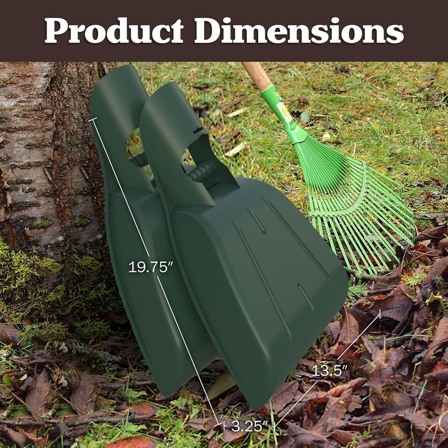 Leaf Scoops - Lightweight, Durable Grabber Tool for Scooping Up Leaves, Spreading Mulch, Gardening