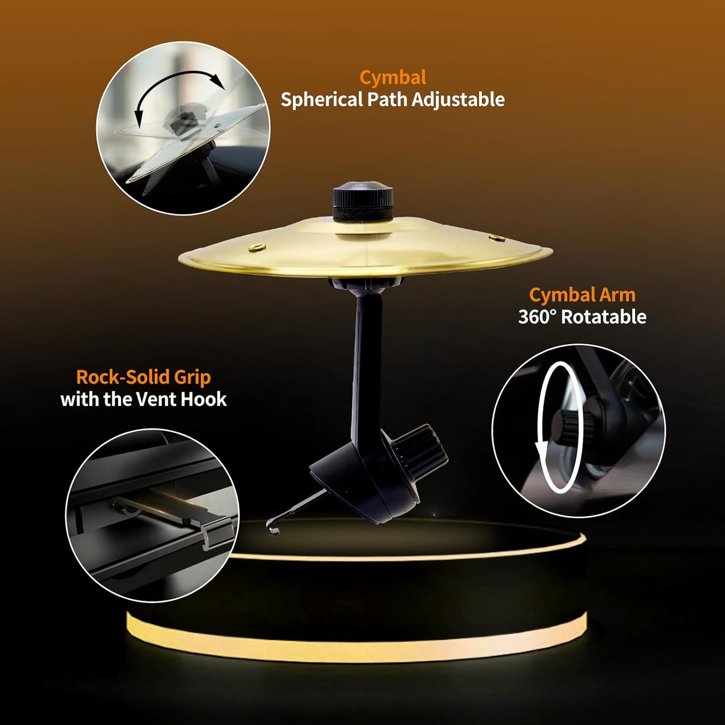 Car Cymbal, Car Crash Cymbal Air Vent - Easy Clip-On Mini Cymbal for Car Dashboard