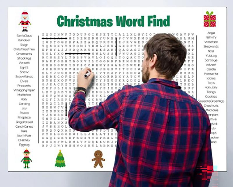 ⏰ Jumbo Thanksgiving & Christmas Word Search Poster – Giant 36"x24" Wall Game!