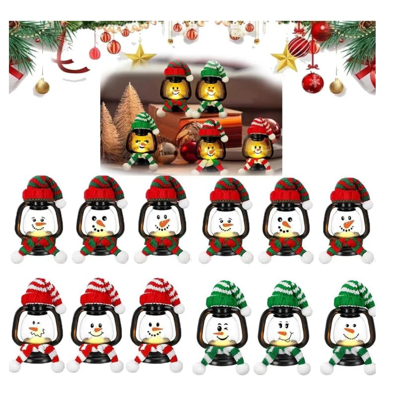 🎄Early Christmas Sale 49% - Christmas Decoration Mini Snowman Lantern with Hats and Scarves