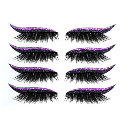 8 Colors Reusable Eyeliner And Eyelash Stickers With Glitter