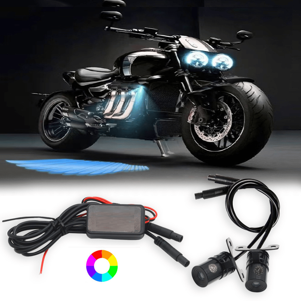 Motorcycle lights flashing angel wing lights