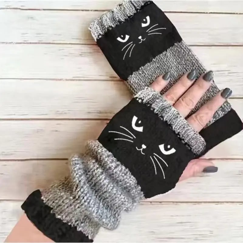 🔥Last Day Promotion!💥🐱 Cute Women’s Knitted Cat Gloves — For Warm Hands & Free Fingers🧶