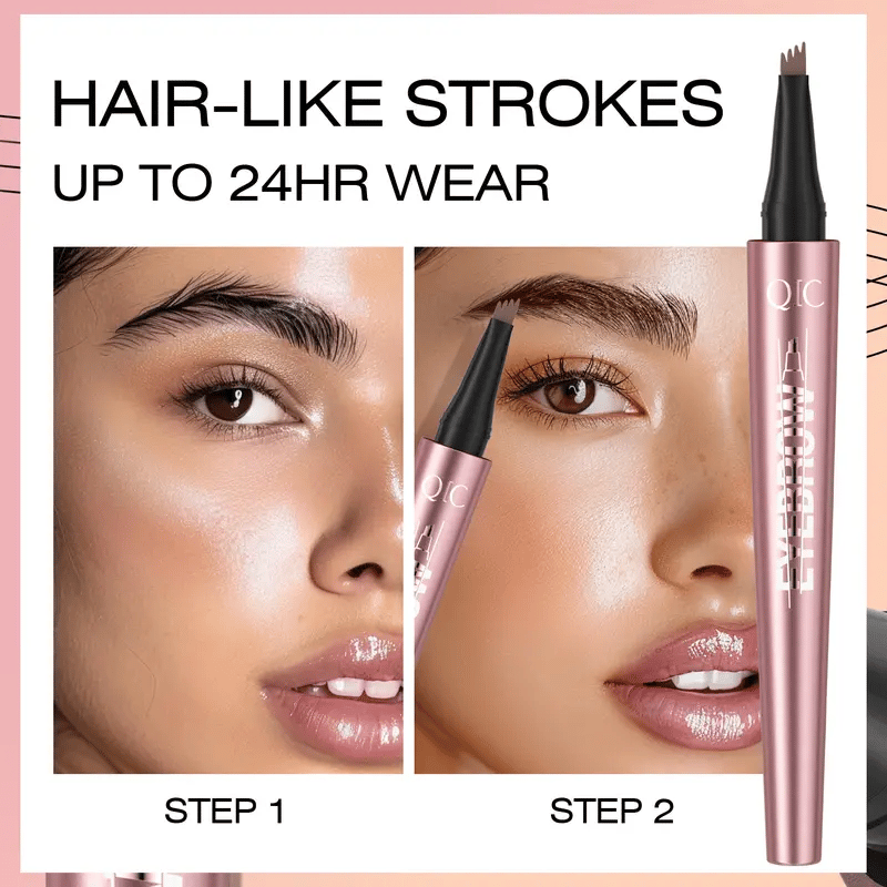 Waterproof Micro-Fork Eyebrow Pencil, Long-Lasting Brow Pen for Daily Use & Soft Glam