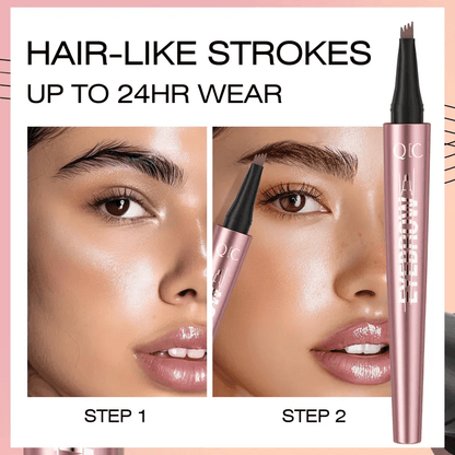 Waterproof Micro-Fork Eyebrow Pencil, Long-Lasting Brow Pen for Daily Use & Soft Glam