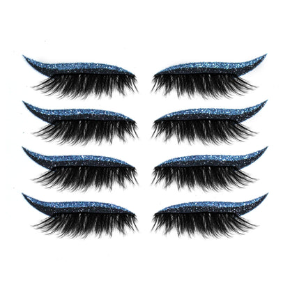 8 Colors Reusable Eyeliner And Eyelash Stickers With Glitter