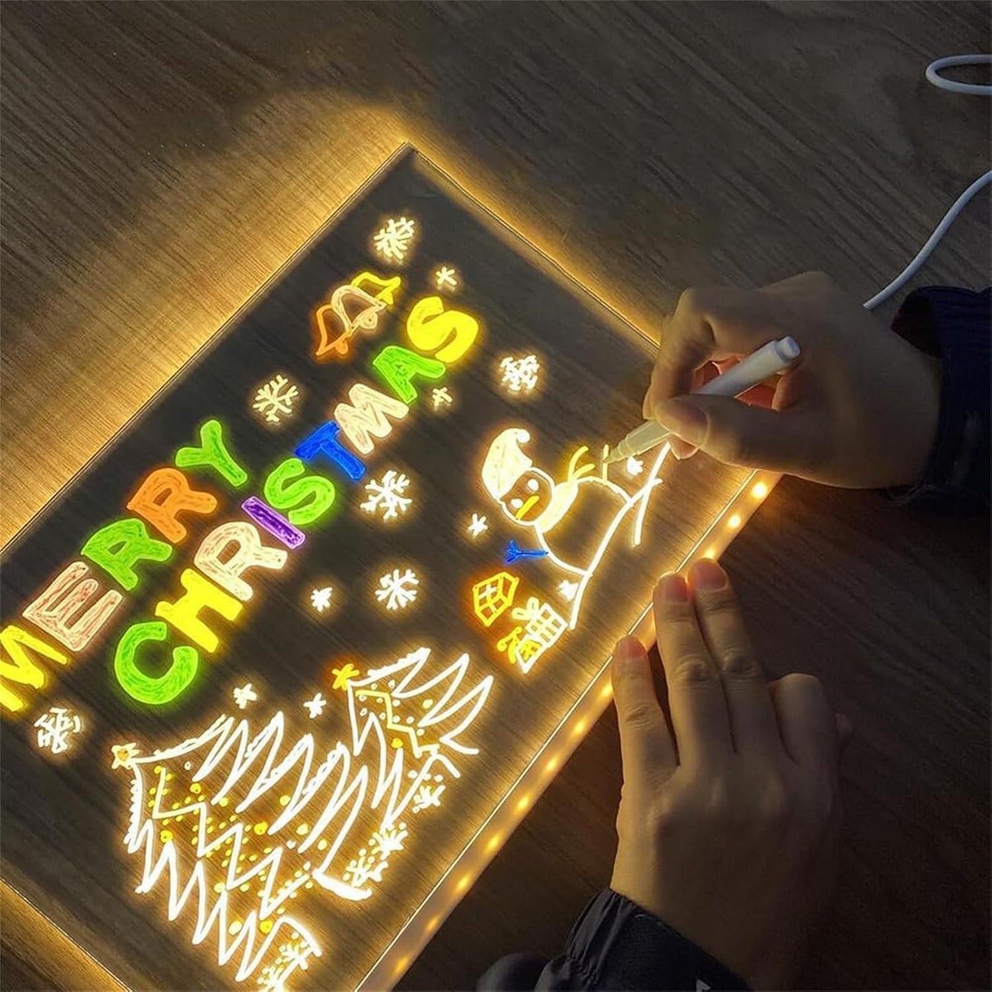 🔥🔥Illuminated Acrylic Dry Erase Board with Stand and 7 Pens ✏️🎨📜
