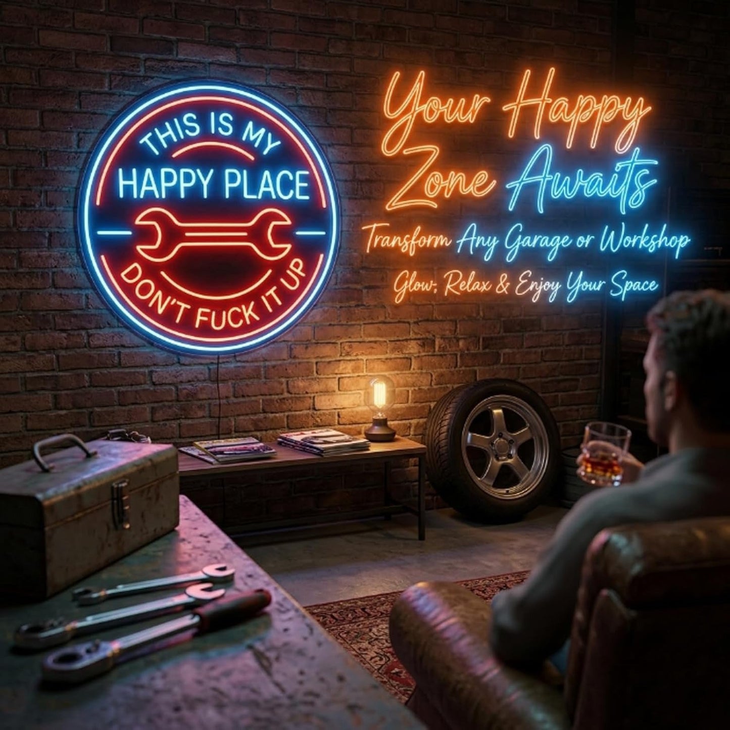 🔥Last Day 70% OFF - ⚡🛠️This Is My Happy Place Neon Garage Sign
