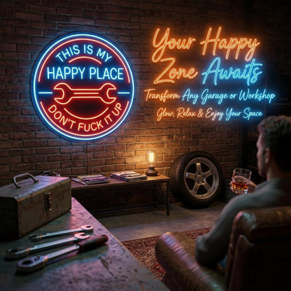 🔥Last Day 70% OFF - ⚡🛠️This Is My Happy Place Neon Garage Sign