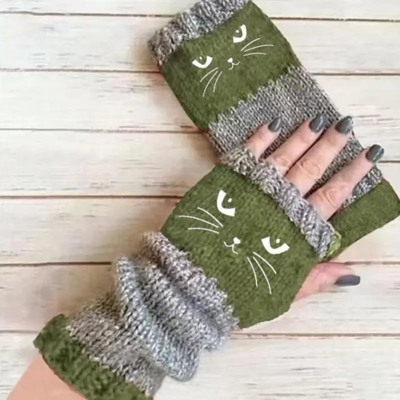 🔥Last Day Promotion!💥🐱 Cute Women’s Knitted Cat Gloves — For Warm Hands & Free Fingers🧶