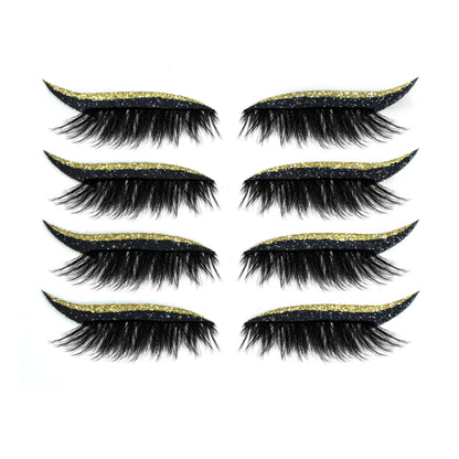 8 Colors Reusable Eyeliner And Eyelash Stickers With Glitter