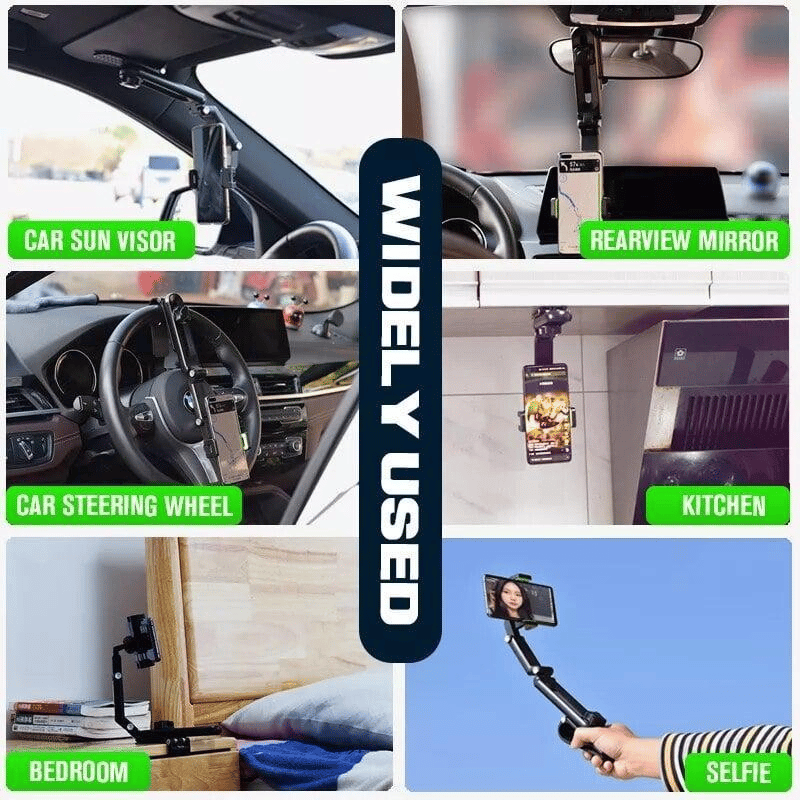 🚗✨Adjustable 1080° Sun Visor Phone Holder – exavon Universal Mount for Car & Anywhere