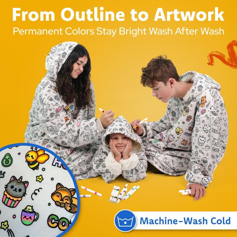 🎨✨Cozy Companions Color-Your-Own Blanket Hoodie🔥