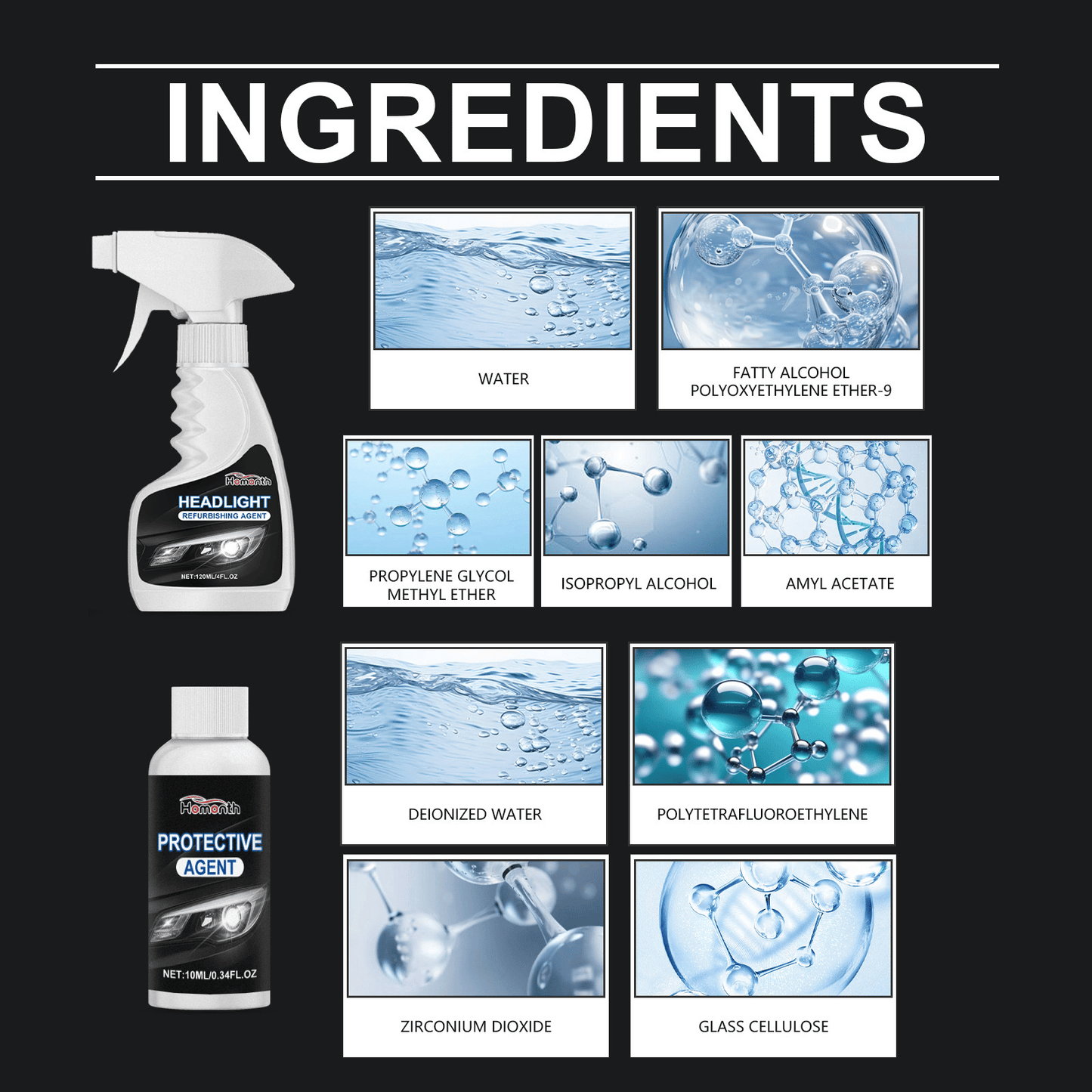 🚘 Automotive Headlamp Restoration Fluid, blurring enhanced crystalline coating refurbisher