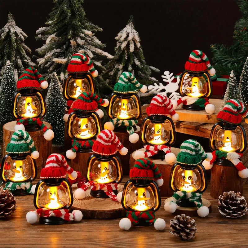🎄Early Christmas Sale 49% - Christmas Decoration Mini Snowman Lantern with Hats and Scarves