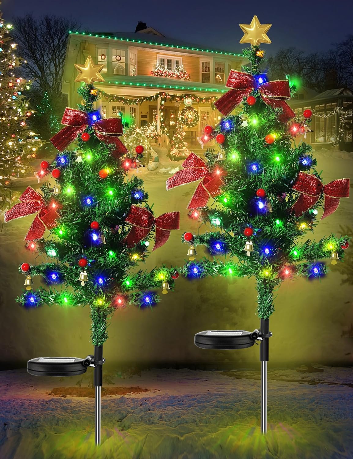 Solar Christmas tree lights holiday decorations, outdoor courtyards, gardens, lawns, small path lights, atmosphere lights