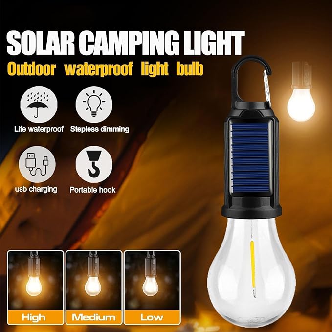 Solar Tent Lights USB Rechargeable Led Camping Lantern,for Camping, Christmas, Decorations, Emergency,Flashlight
