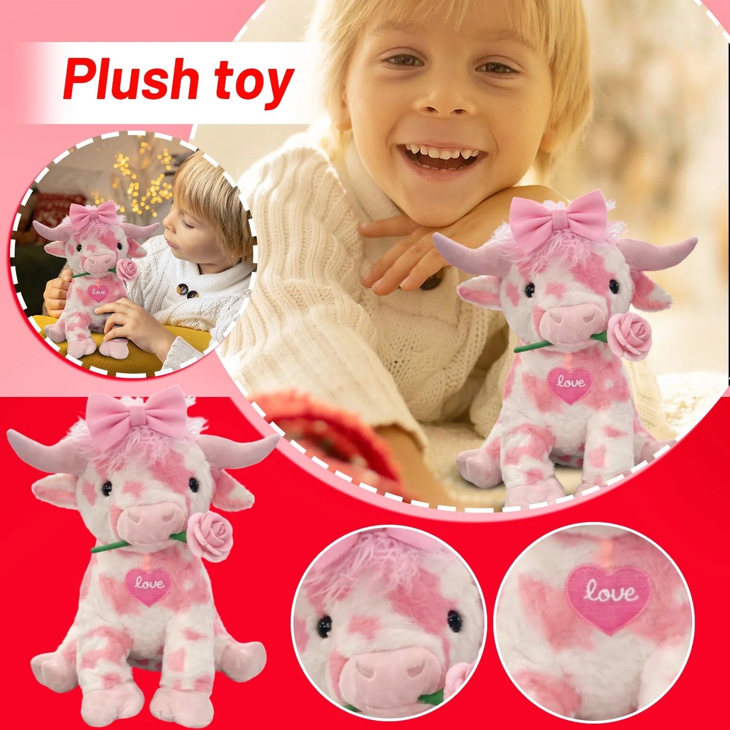 🐮💗Valentine’s Day Pink Highland Cow Plush – The Cutest Way to Say “I Love You” 💕