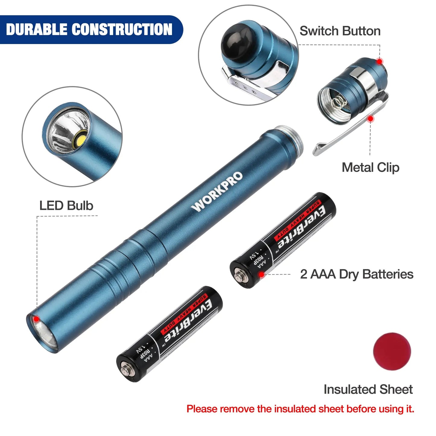 🛠️4-Pack LED Pen Light -Aluminum Pocket Pen Flashlight with Clip, Ultra Bright for Inspection, Emergency & Daily Use, 2AAA Batteries Included