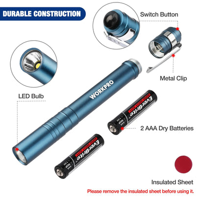 🛠️4-Pack LED Pen Light -Aluminum Pocket Pen Flashlight with Clip, Ultra Bright for Inspection, Emergency & Daily Use, 2AAA Batteries Included