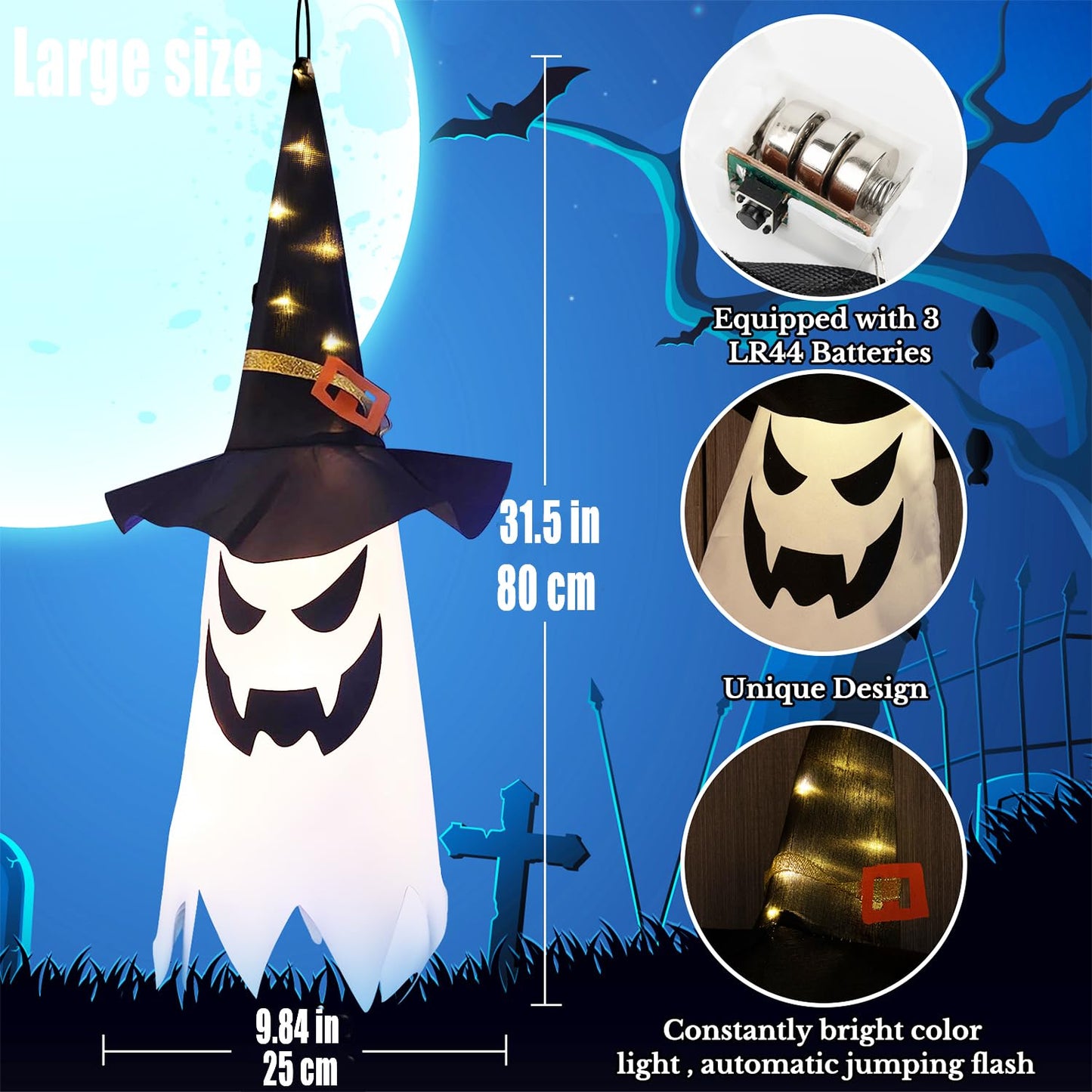 【🔥LAST DAY 49% OFF🔥】Halloween Hanging Ghost Light Decorations 👻