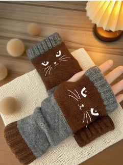 🔥Last Day Promotion!💥🐱 Cute Women’s Knitted Cat Gloves — For Warm Hands & Free Fingers🧶