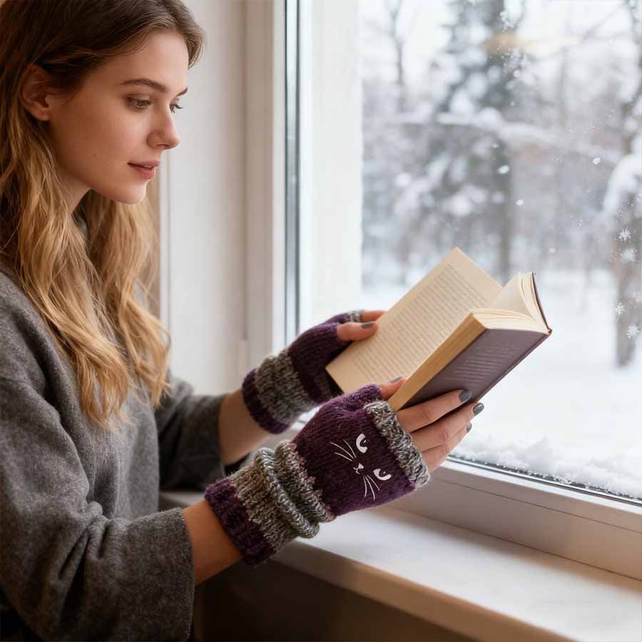 🔥Last Day Promotion!💥🐱 Cute Women’s Knitted Cat Gloves — For Warm Hands & Free Fingers🧶