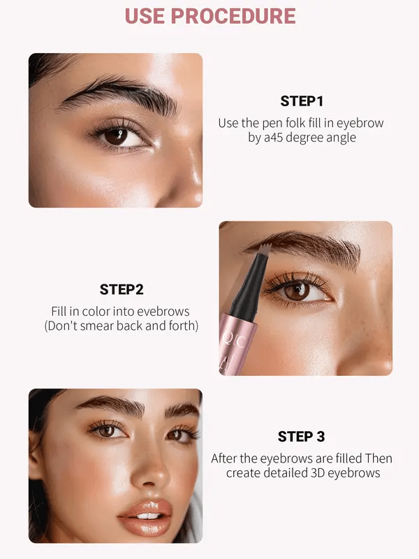 Waterproof Micro-Fork Eyebrow Pencil, Long-Lasting Brow Pen for Daily Use & Soft Glam