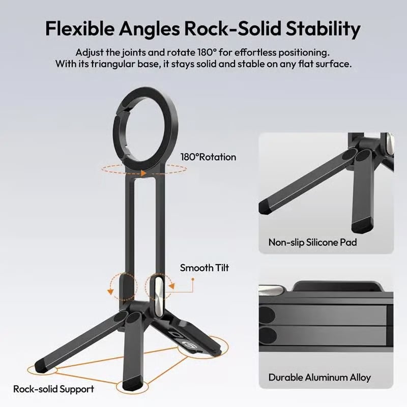 Magnetic Phone Tripod for iPhone, MA38 Portable Phone Holder Mini Tripod for Magsafe
