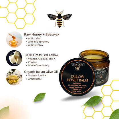 🔥🍊Terra Lotus Organic Grass-Fed Beef Tallow Balm with Raw Honey