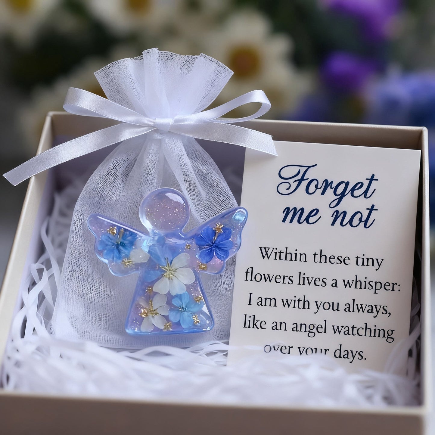 🔥LAST DAY 49% OFF - 🪽Forget Me Not Dried Flower Angel Keepsake - Timeless Gift for Remembrance, Comfort & Hope