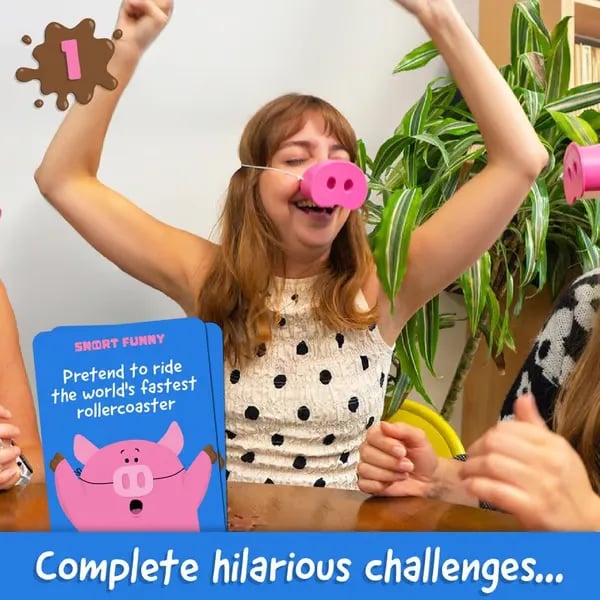 😂Snort Funny – The Oinkcredible You Laugh You Lose Party Game (5 pig snouts )🐽