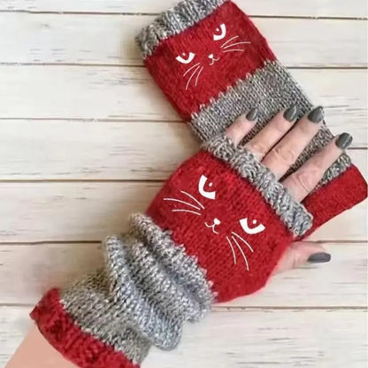 🔥Last Day Promotion!💥🐱 Cute Women’s Knitted Cat Gloves — For Warm Hands & Free Fingers🧶