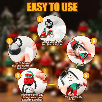 🎄Early Christmas Sale 49% - Christmas Decoration Mini Snowman Lantern with Hats and Scarves