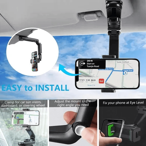 🚗✨Adjustable 1080° Sun Visor Phone Holder – exavon Universal Mount for Car & Anywhere