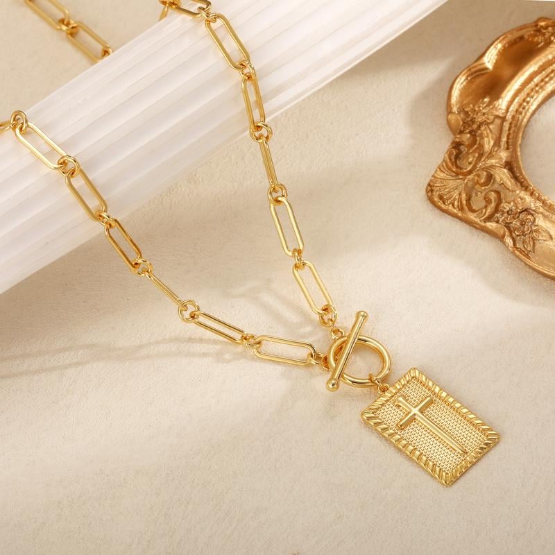 🏆Flash Sale⚡ 50K+ SOLD! Almost Gone-💥 - Cross Pendant Paperclip Chain Necklace,14K Gold & Silver Plated, Unisex, Waterproof and Sweat-Resistant, Fade-Proof