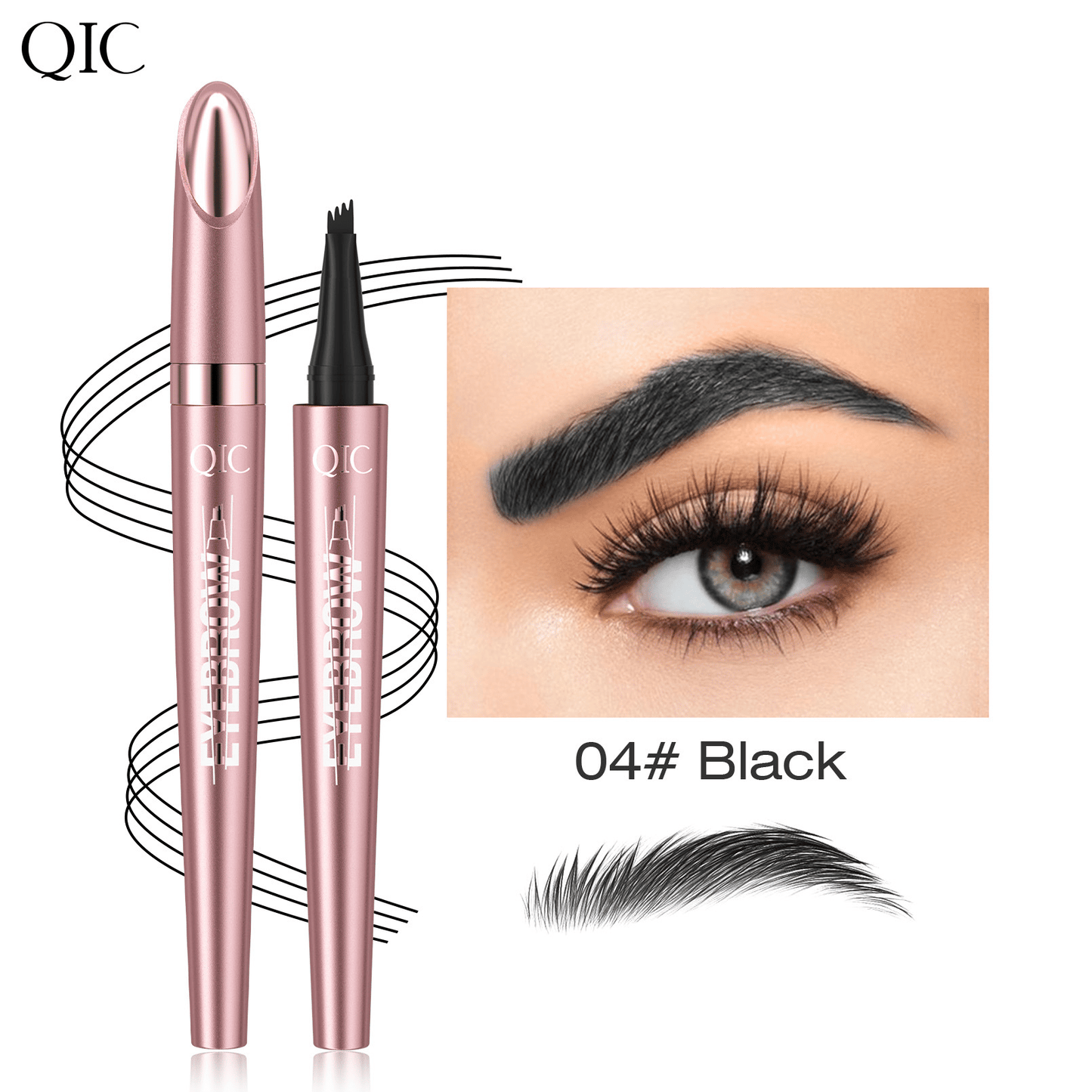 Waterproof Micro-Fork Eyebrow Pencil, Long-Lasting Brow Pen for Daily Use & Soft Glam
