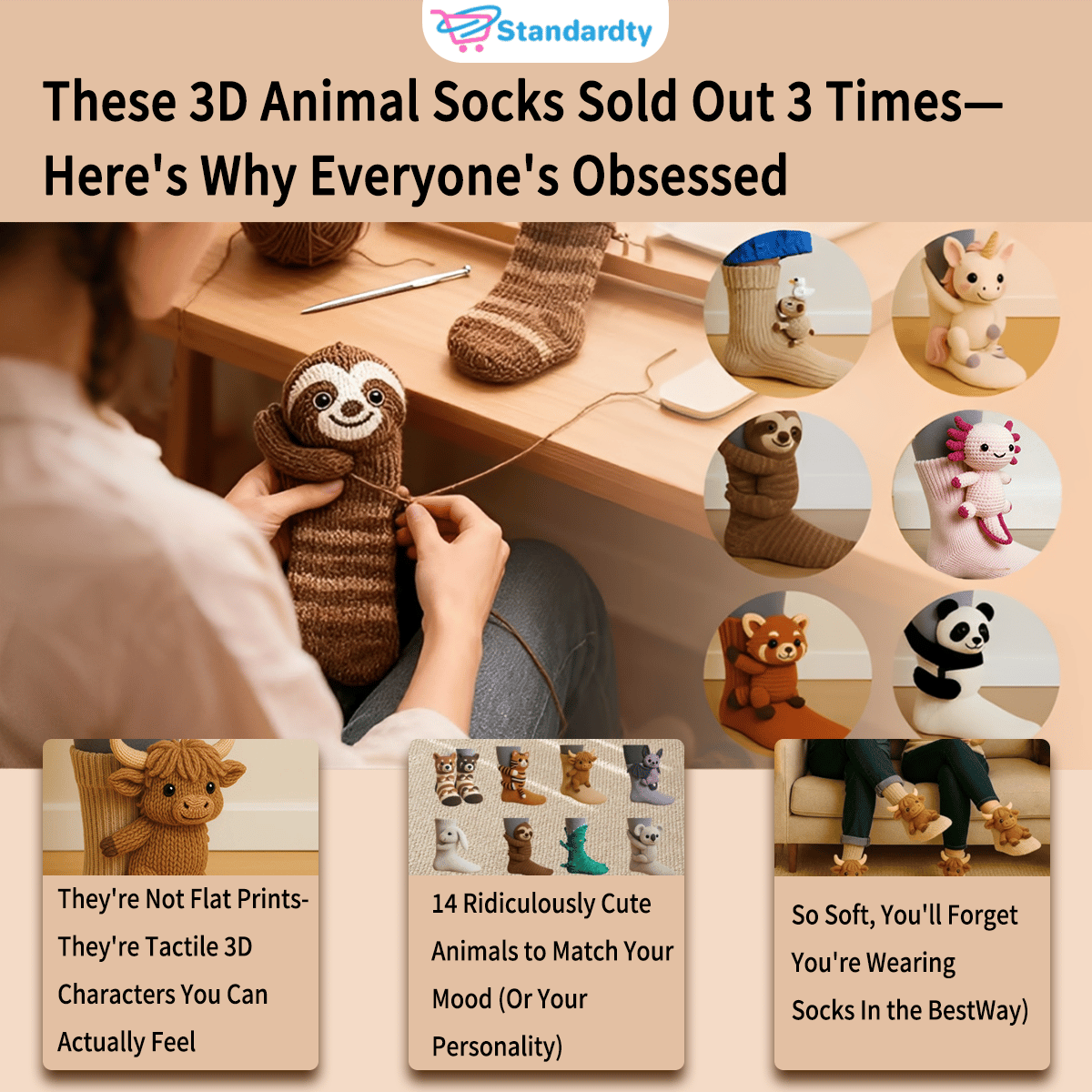 🎅🔥Christmas Winter Sale 49% OFF – Cozy 3D Knit Animal Socks, Cute & Comfy for You or a Lovely Gift 💝