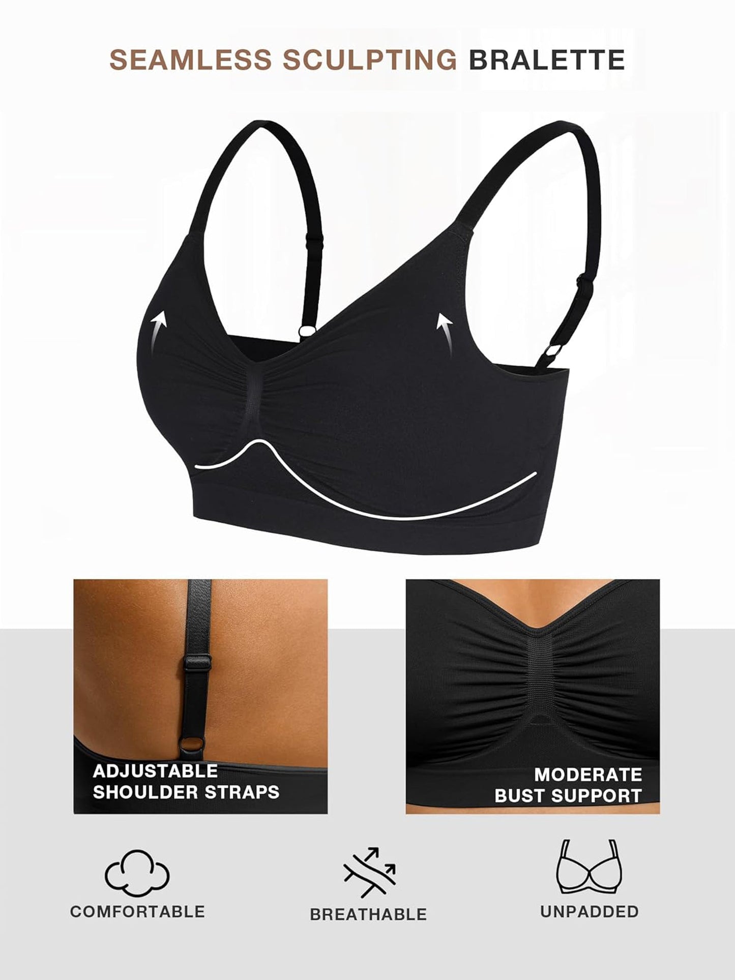 Feelingirl Everyday Wireless Bra Unlined Soft Bra