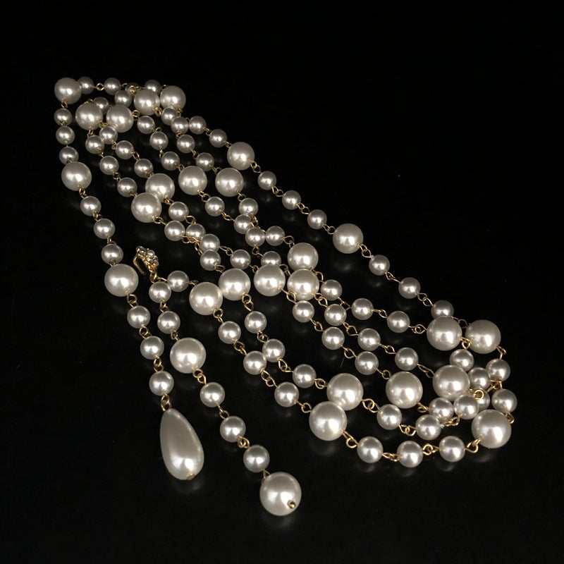 Glazed Glass Pearl Long Necklace