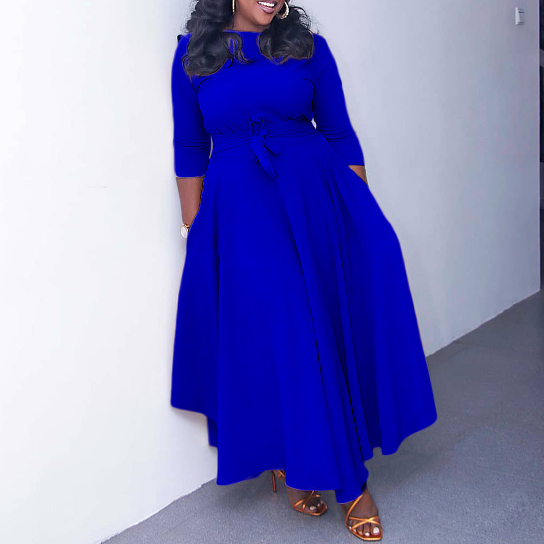 Simple Tie-Waist Plus Size Dress