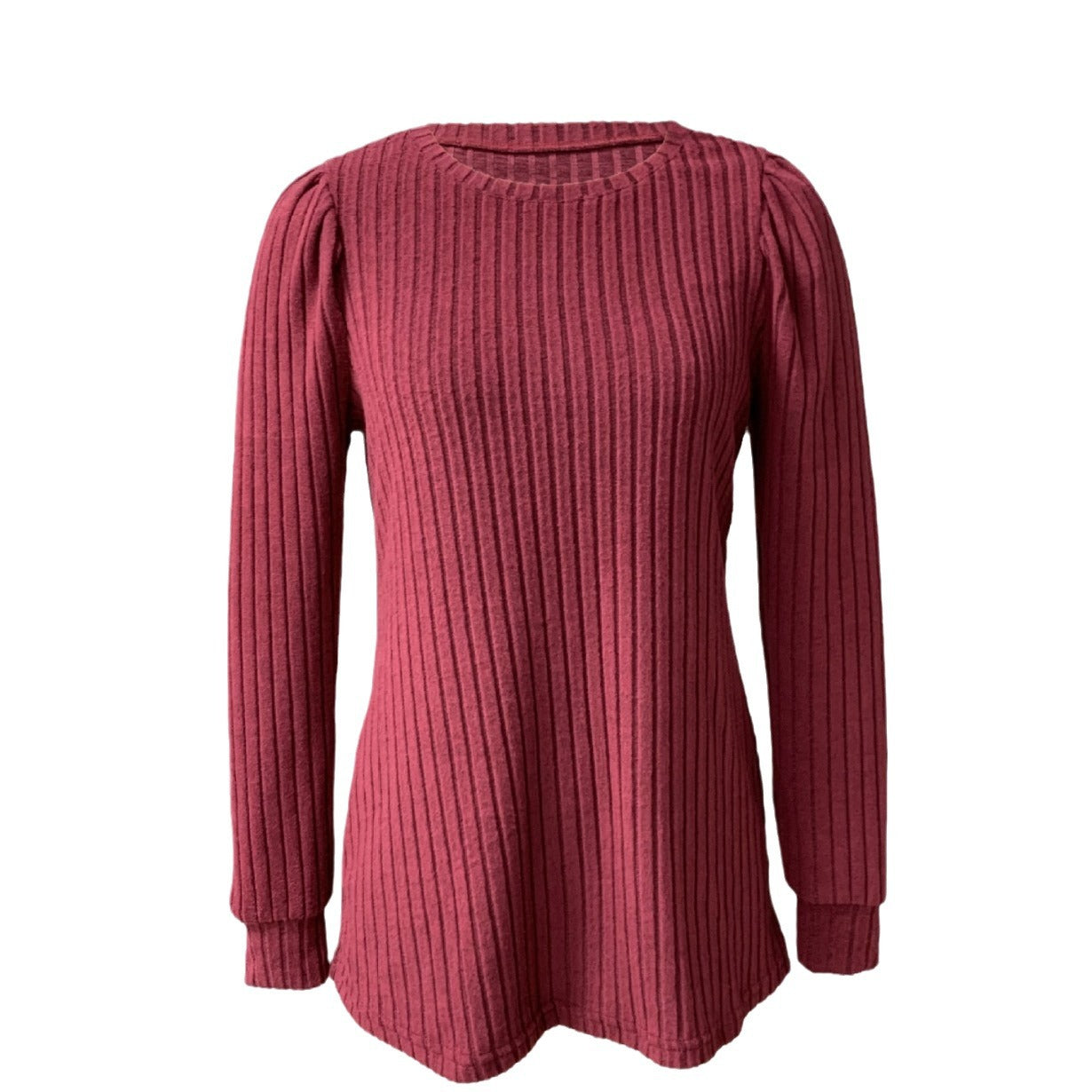 Women's Puff Sleeve Long Sleeve Crew Neck Knit Top