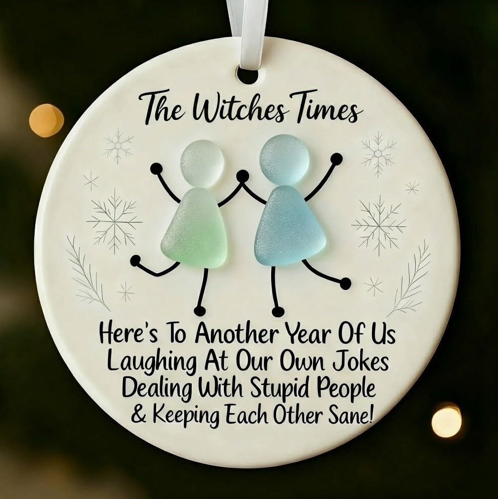 Funny Friendship Sea Glass Keepsake Ornament